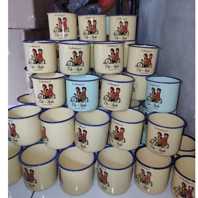 Cangkir Enamel Custom Satuan / mug enamel Sablon