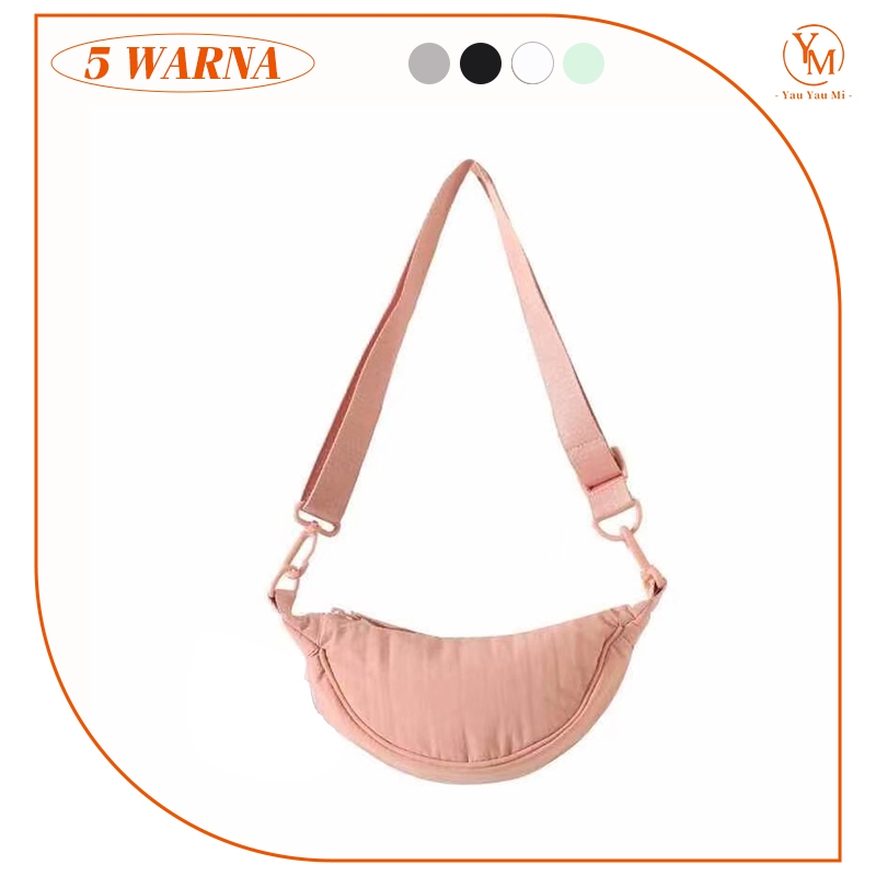 Tas Bahu Mini Wanita Selempang Waist Bag Puffy Bag Dumpling Bag Waist Bag Sling Bag Kanvas