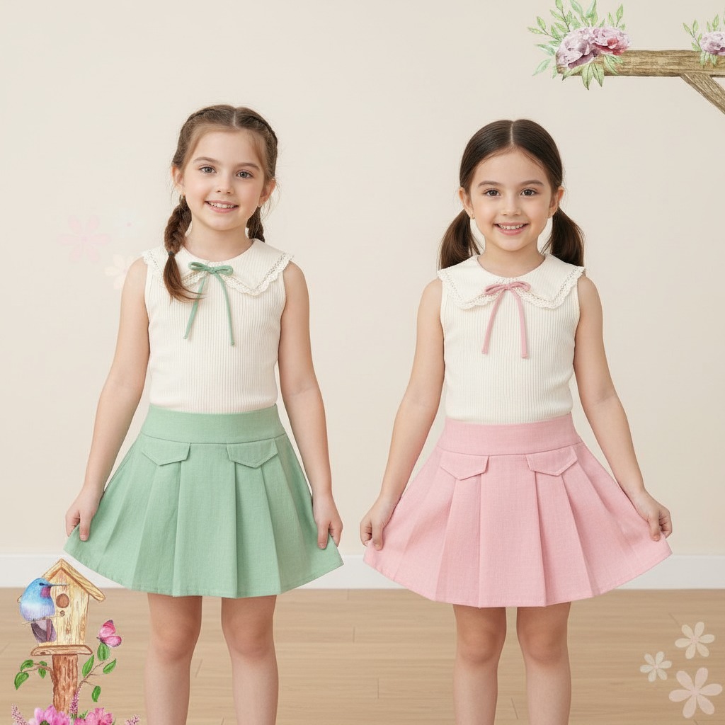Two Mix Baby - Leona Set Rok Ank Cewek - Stelan Baju Anak Perempuan Lucu Casual 1-6 Tahun 4411