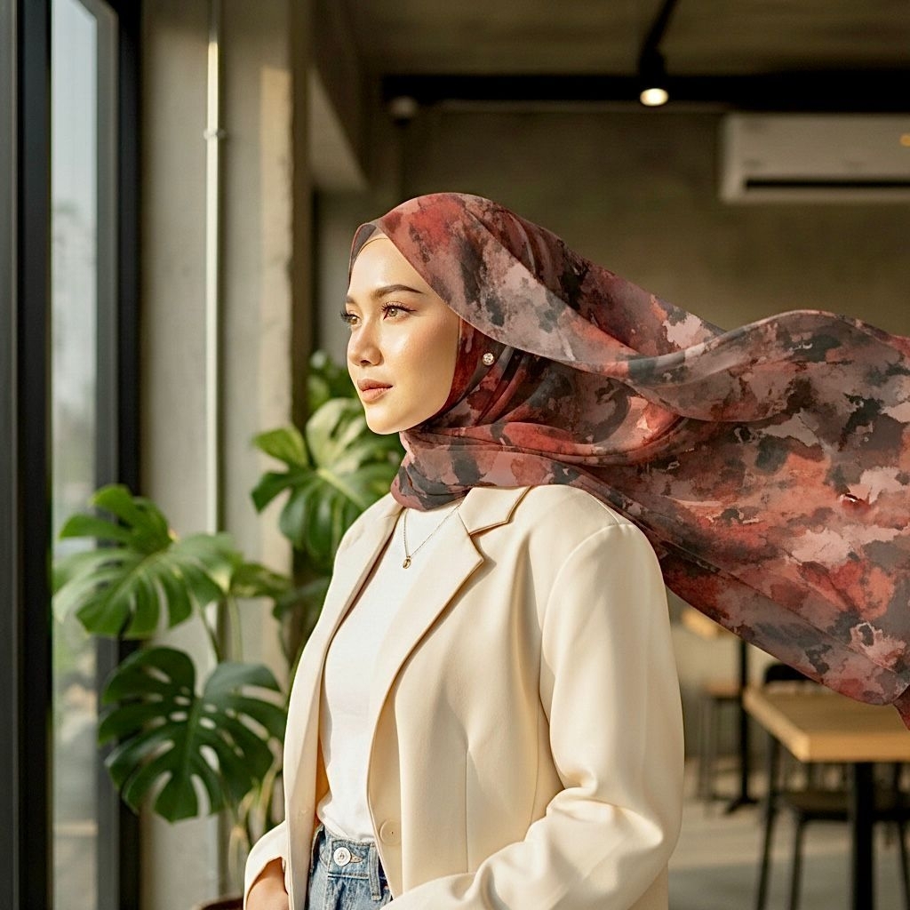 HIJAB PASHMINA BAHAN CERUTY BABYDOLL PREMIUM MOTIF PRINTING