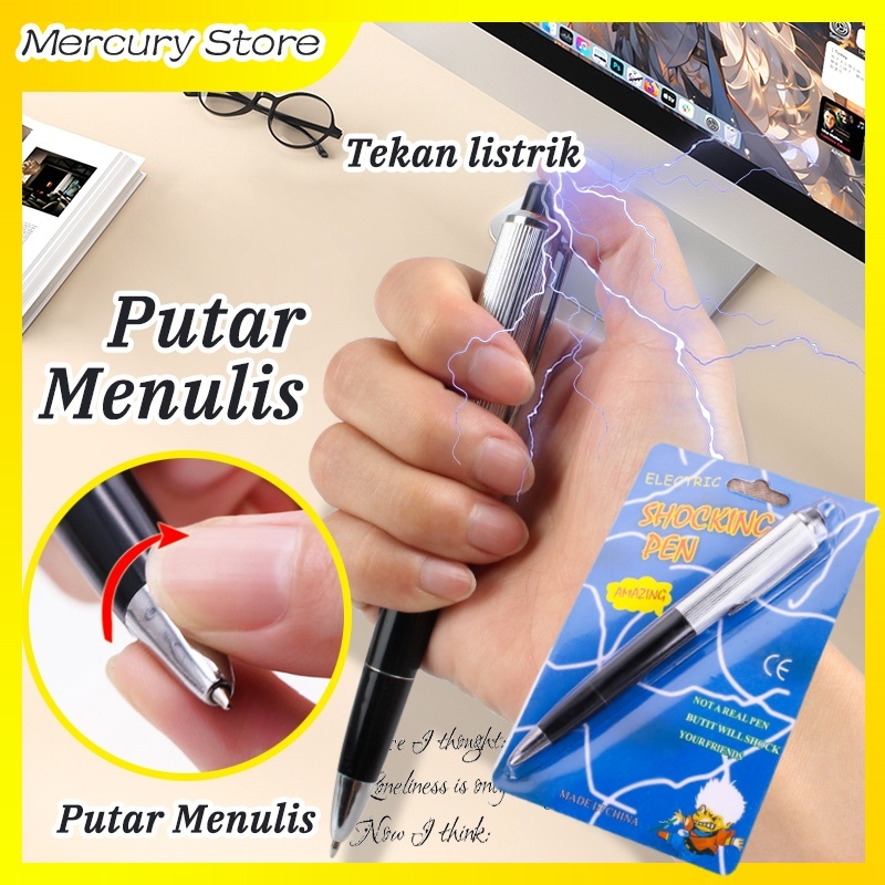 Pulpen Mainan Alat Prank Pen Shock Alat Prank -Pulpen Setrum Kejut Pen Electric Shocking Caliber Mea