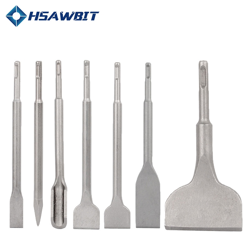 1PC SDS Plus Shank Pahat Palu Bor Listrik 250mm 165mm 280mm Pahat Berlekuk Datar Alat Tukang Batu un