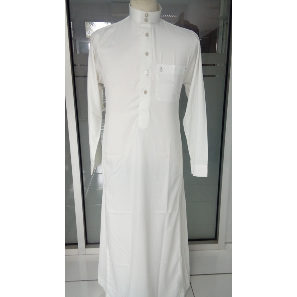 JUBAH PRIA ALNOOR POLOS PUTIH TULANG