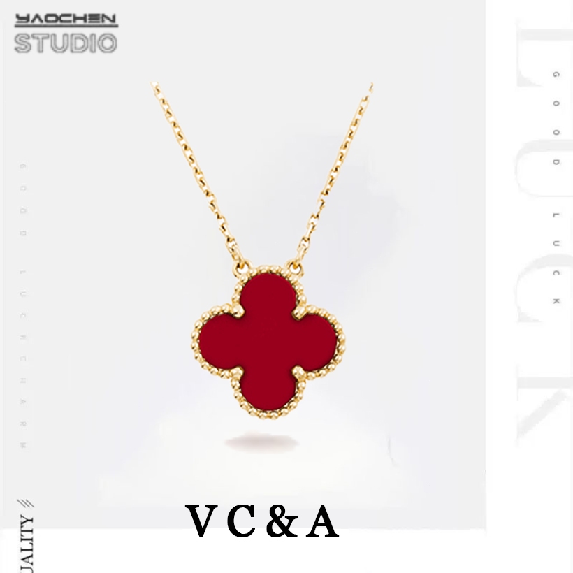 [100%Original] Alhambra Four-Leaf Clover Carnelian Women's Lucky Clover Collection '18K Women's Neck