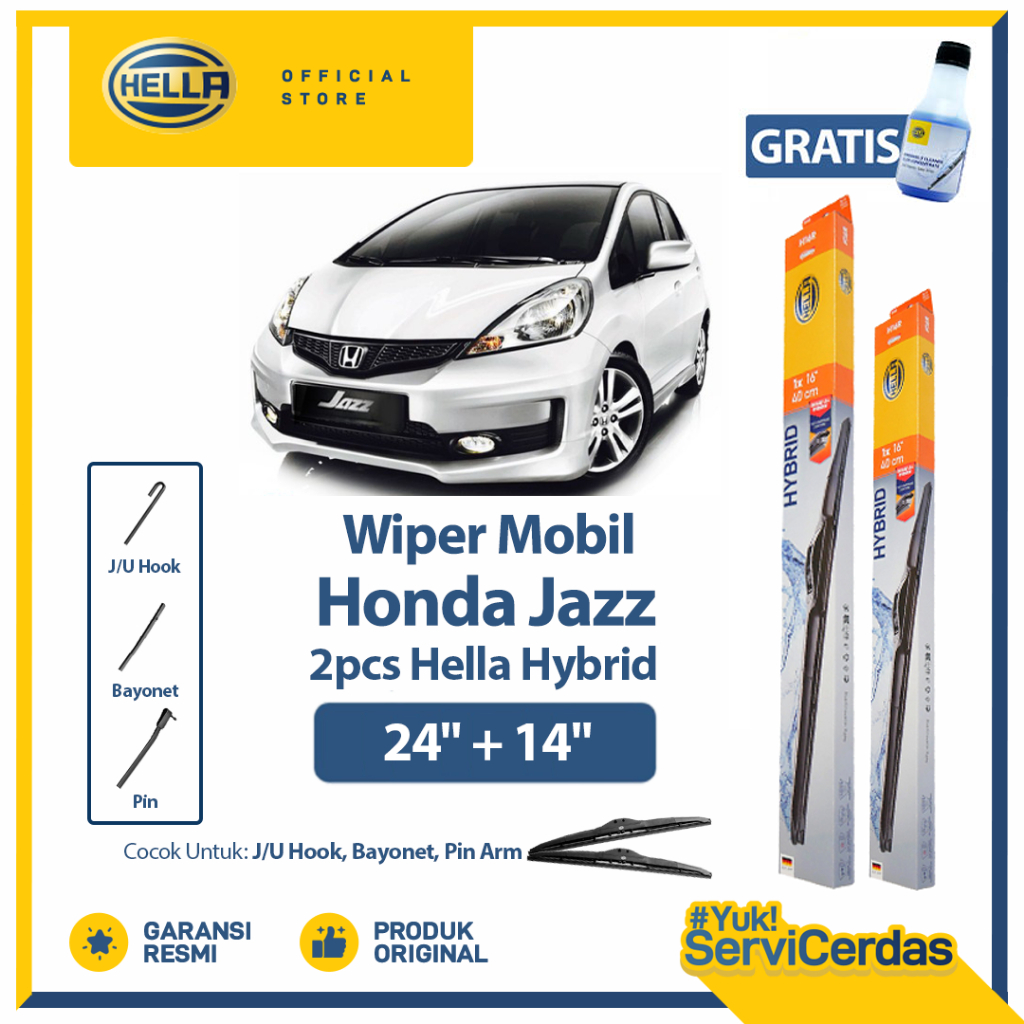Wiper Mobil HONDA Jazz 24" + 14" (2pcs) - HELLA Hybrid