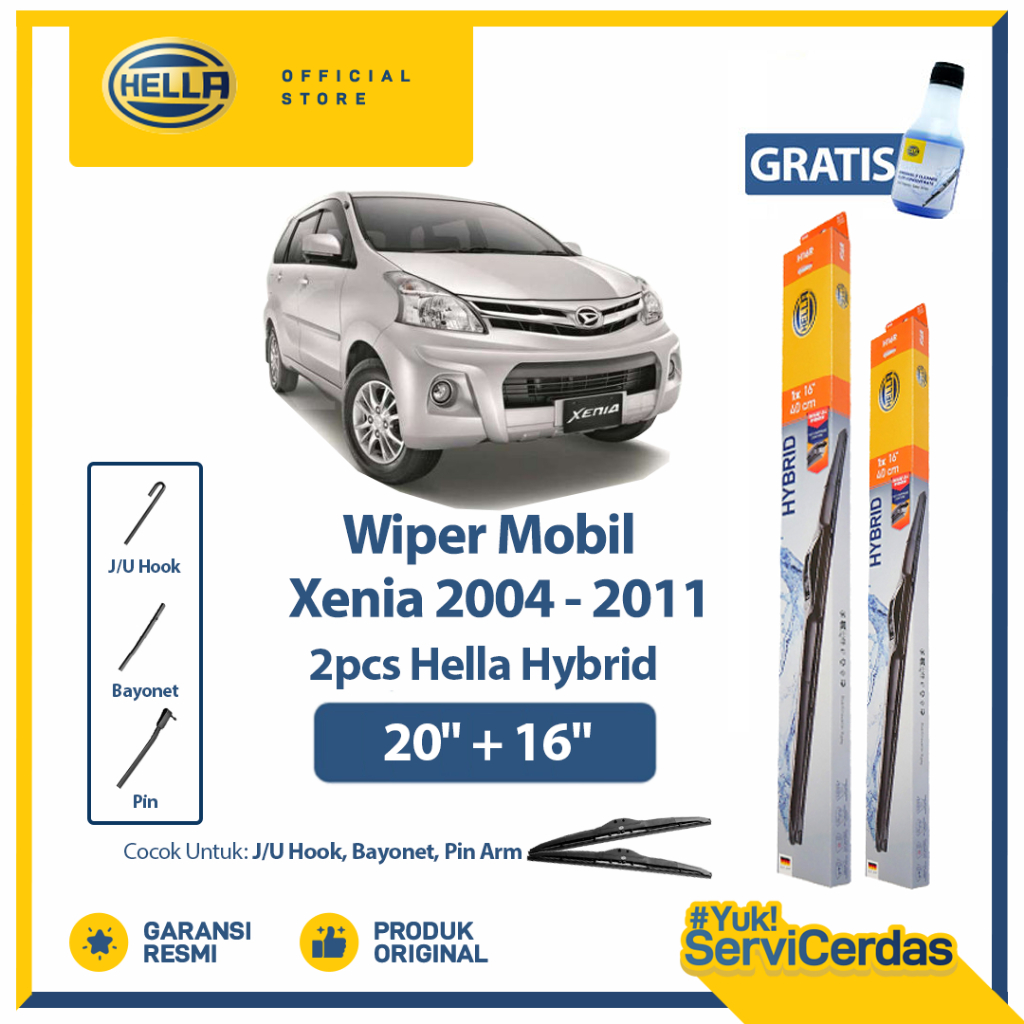 Wiper Mobil DAIHATSU Xenia 2004 - 2011 20" + 16" (2pcs) - HELLA Hybrid
