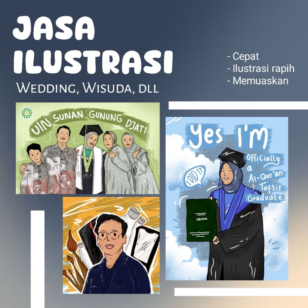 JASA ILUSTRASI DIGITAL WEDDING & WISUDA – CUSTOM