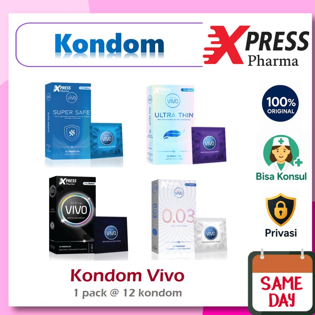 XPRESS ! Kondom Vivo Isi 12 kontrasepsi Ultra Thin Sensitif 0.03 Endurance Fire Ice Pv