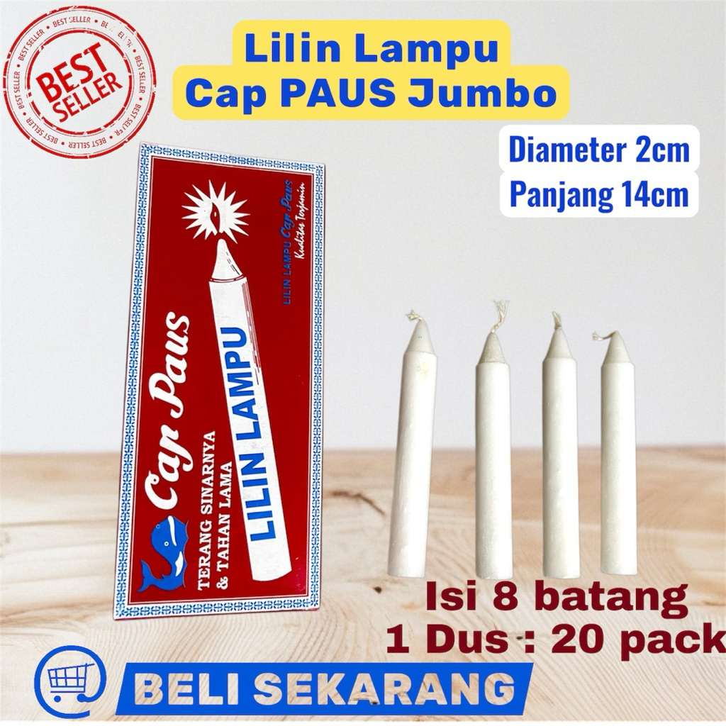lilin lampu besar/lilin lampu/lilin mati lampu/lilin putih 8batang