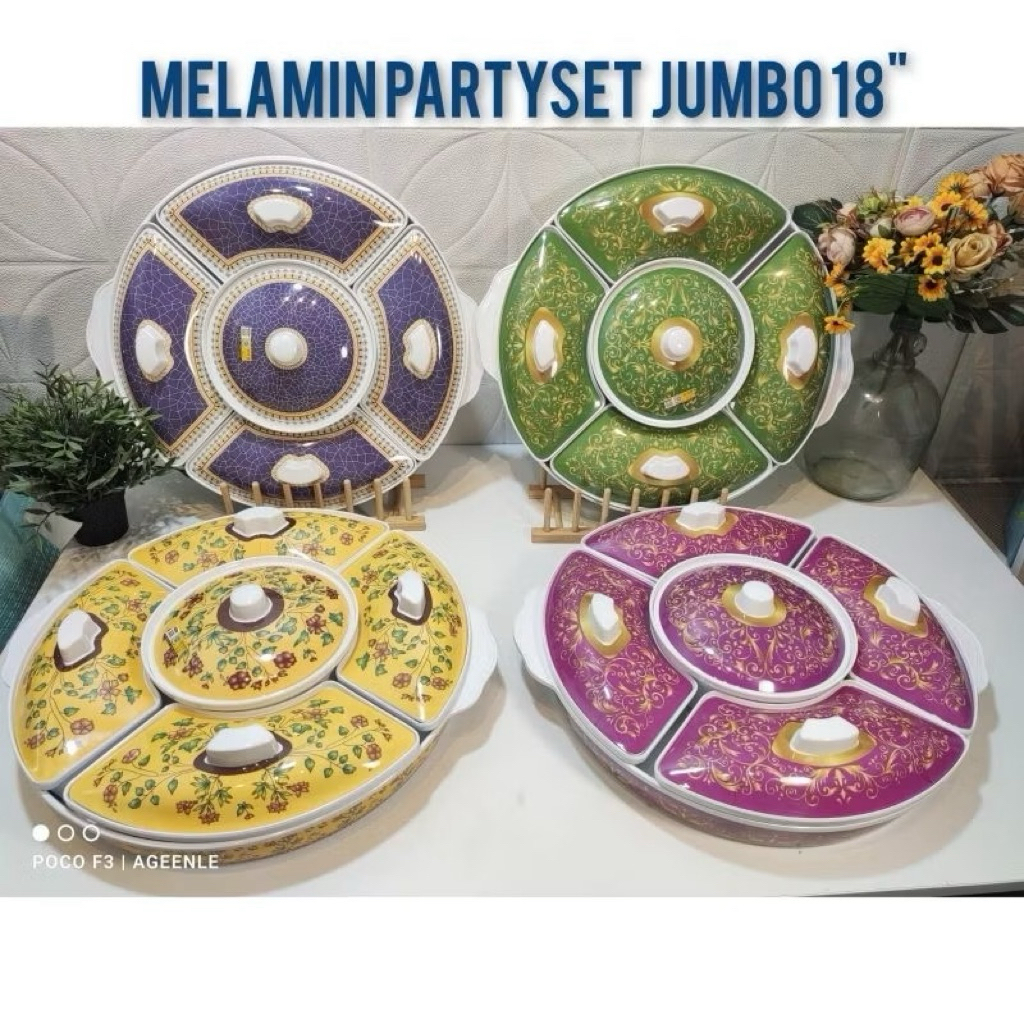 Party set jumbo/prasmanan melamin set golden dragon/wadah saji JUMBO/tempat lauk JUMBO uk.18 inch ki