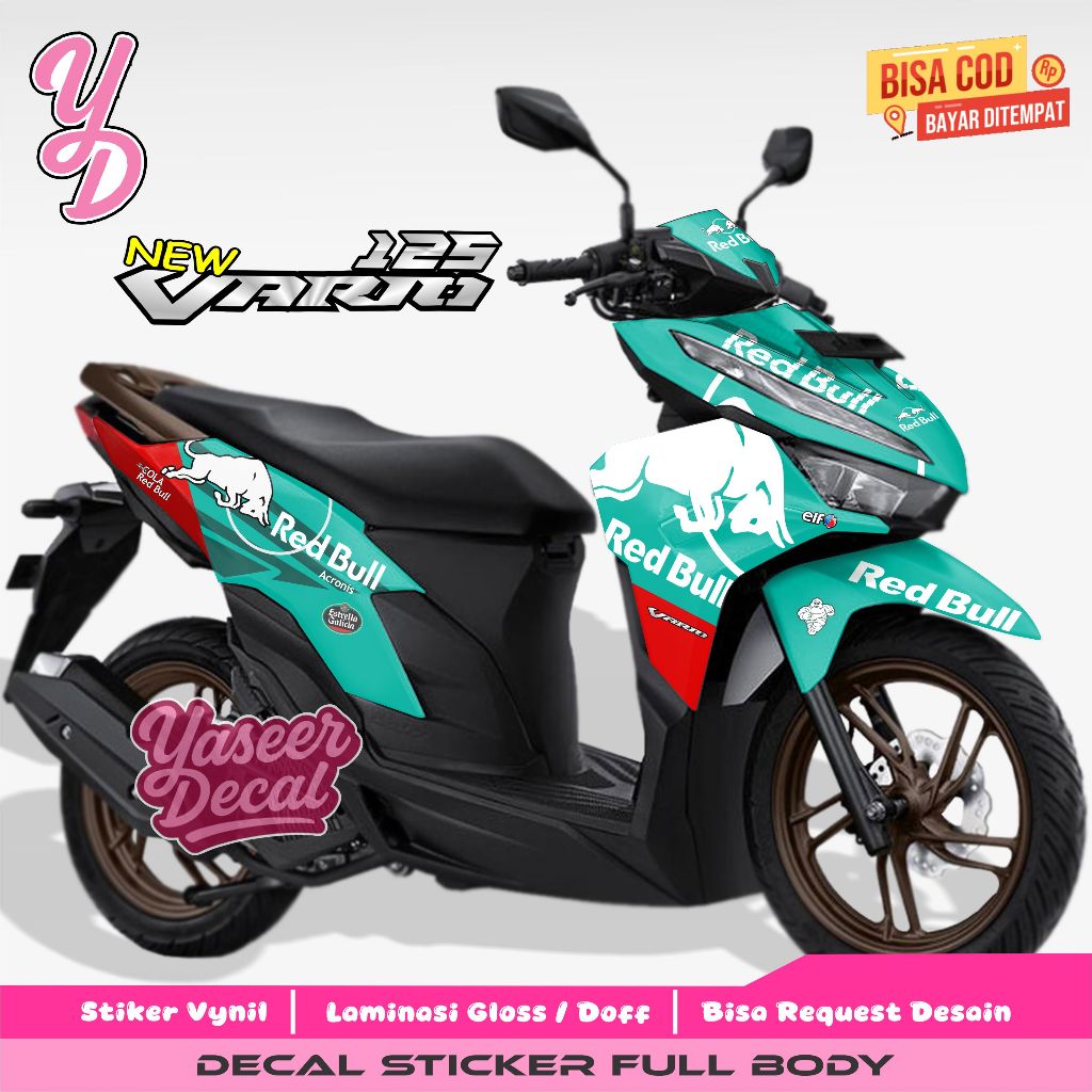 DECAL STICKER TERBARU VARIO 125 NEW  2023 FULL BODY DESAIN REDBULL