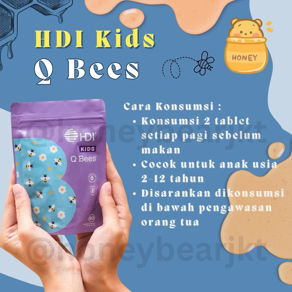 HDI KIDS Hunny Bees obat batuk anak herbal / HDI KIDS Gummy Bees / HDI KIDS Q Bees / vitamin anak ki