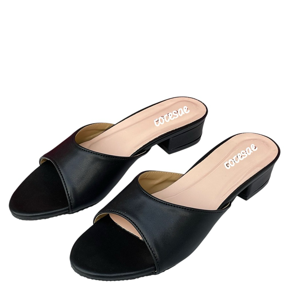 sandal selop hak 3cm polos terlaris