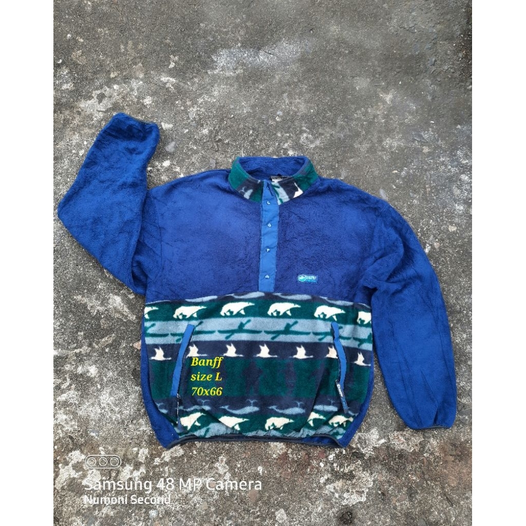 jaket banff vintage polartec halfbutton motif navajo gunung outdoor hiking