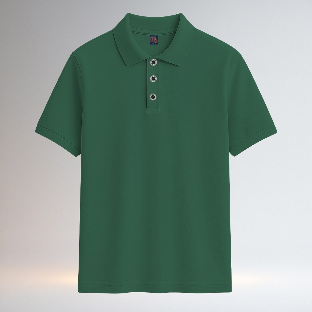 Rizgo Polo Shirt Pendek Polos T-Shirt Baju Kerah Elegan Modern Hijau Botol Pria Wanita Baju Santai B