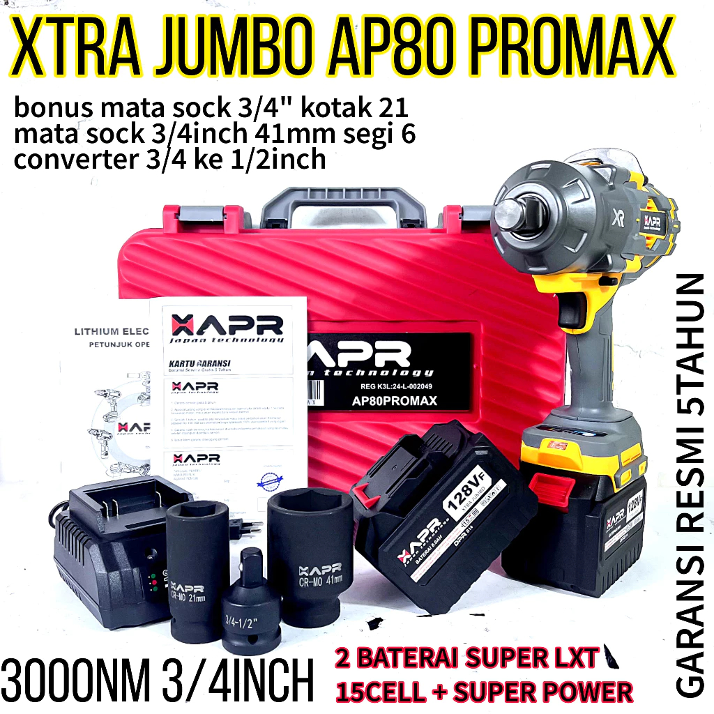 PEMBUKA BAUT APR AP80PROMAX 3000NM IMPACT WRENCH