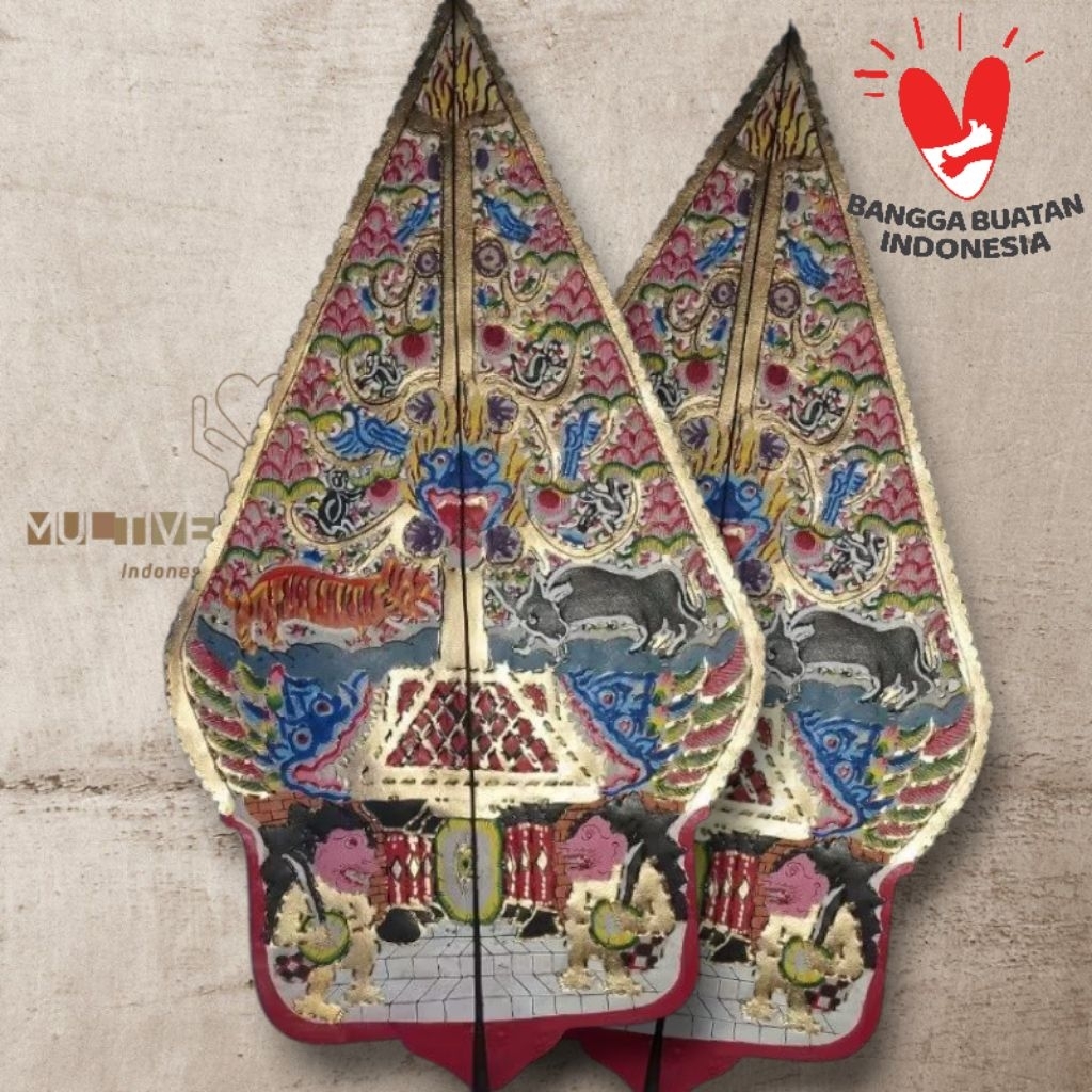 MULTIVERSECRAFTID Wayang Alusan Wayang Gunungan 60cm Gapit Bambu Premium Bahan Kulit Asli Kualitas P