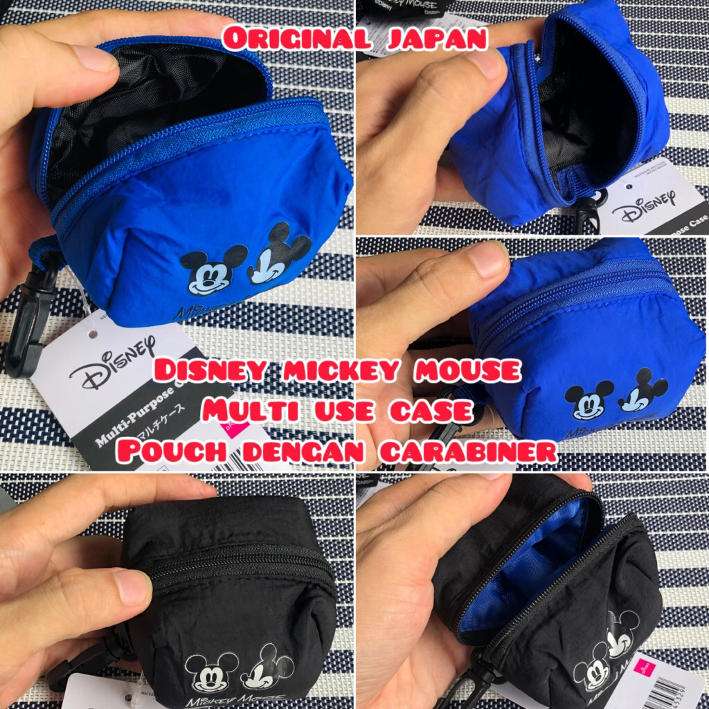disney mickey mouse multi use pouch with carabiner dompet serbaguna original daiso japan