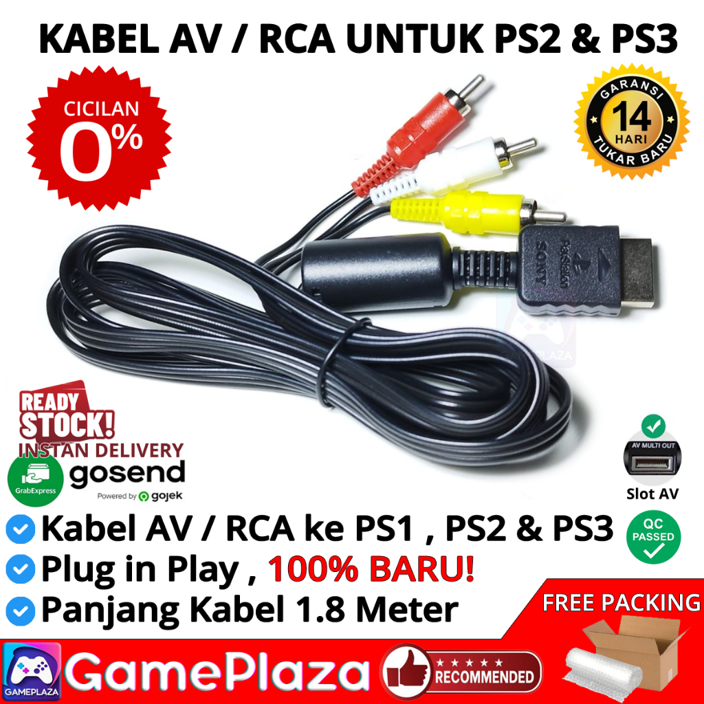 KABEL AV RCA SONY PS2 PS3 ORI PABRIK | KOMPATIBEL PS2/PS3 | GAMBAR JERNIH