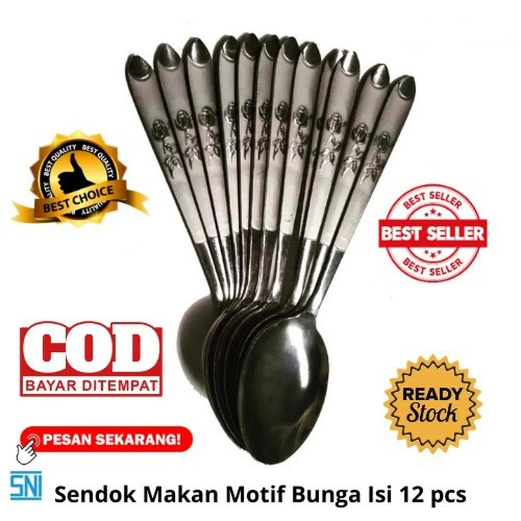 Sendok Makan Bunga Stainless Tebal 6 pc
