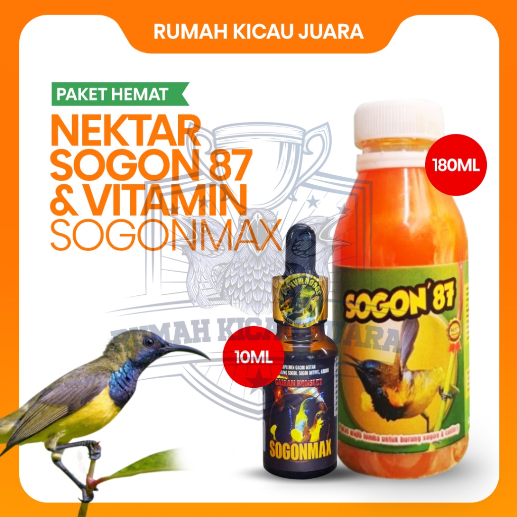 [PAKET HEMAT SOGON GACOR] NEKTAR SOGON 87 180ML + SOGONMAX 10ML VITAMIN PENGGACOR BURUNG SOGON