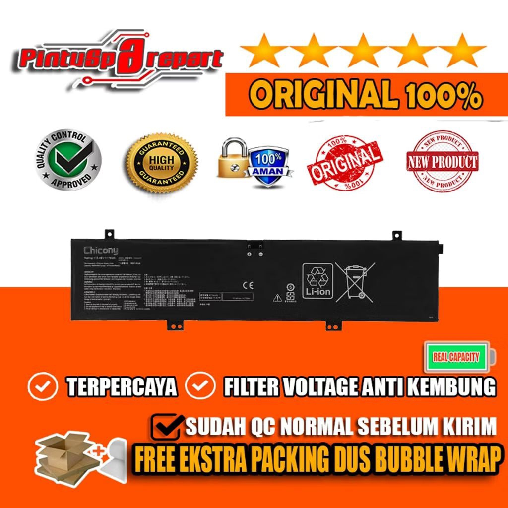 (Genuine Chicony C41N2101) Original Baterai Asus Zenbook Pro 14 Duo OLED UX8402 UX4802Z UX8402ZA UX8