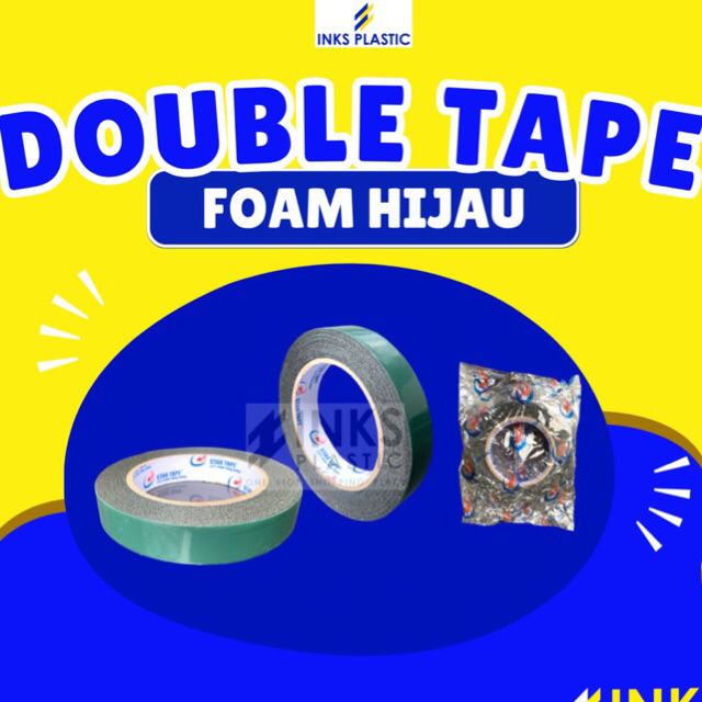 DOUBLE TAPE FOAM HIJAU BUSA TEBAL