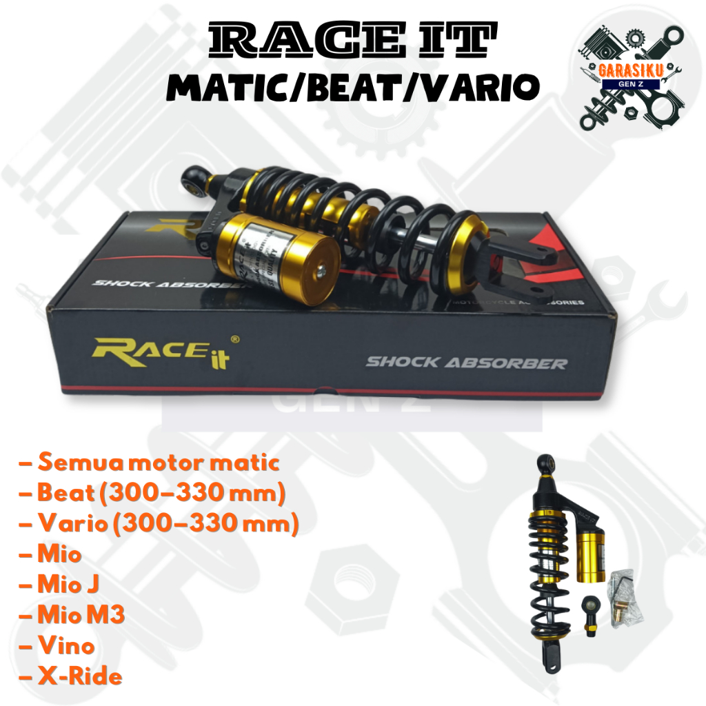 Shockbreaker Tabung Matic RACE IT 310–340 mm – Shock belakang Beat Vario Mio