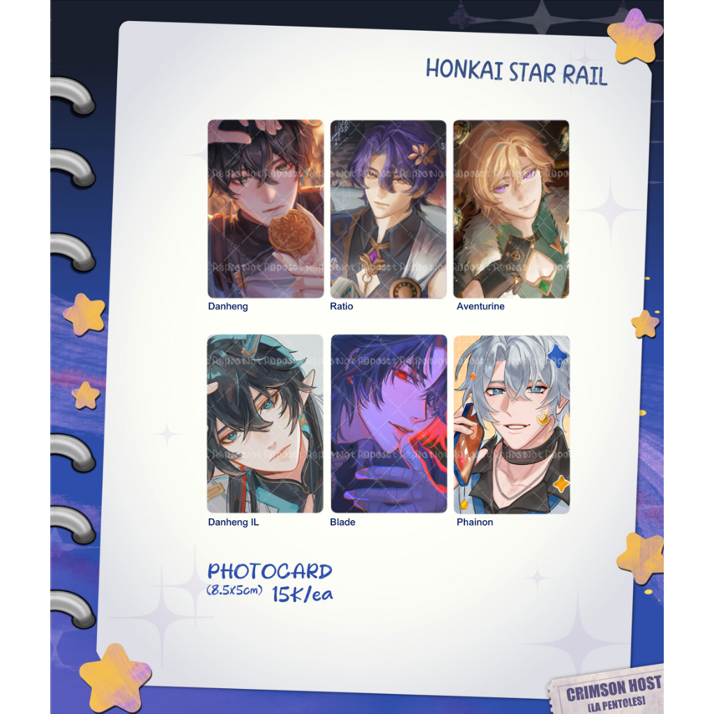 [PRE-ORDER] Photocard Honkai star rail HSR danheng aventurine ratio blade phainon