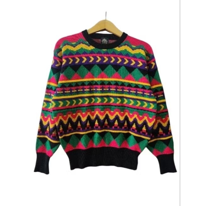 Sweater Rajut Knit Motif Vintage 3D Ala Coogi