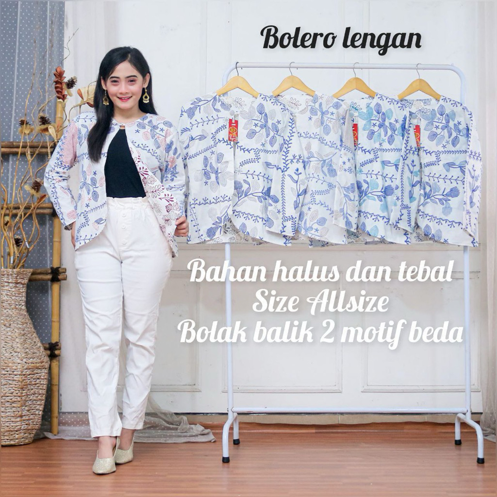 BLOUSE BATIK WANITA MODERN BOLERO BATIK LENGAN PANJANG