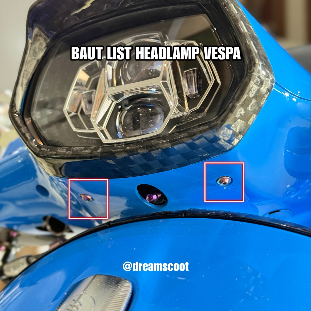Baut Titanium List Headlamp Vespa Matic Vespa Sprint Vespa Primavera Vespa S Vespa LX Vespa GTS baut