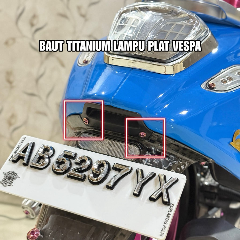 Baut Titanium Lampu Plat Vespa Matic Vespa Sprint Vespa Primavera Baut Vespa Matic Baut Titanium Ves
