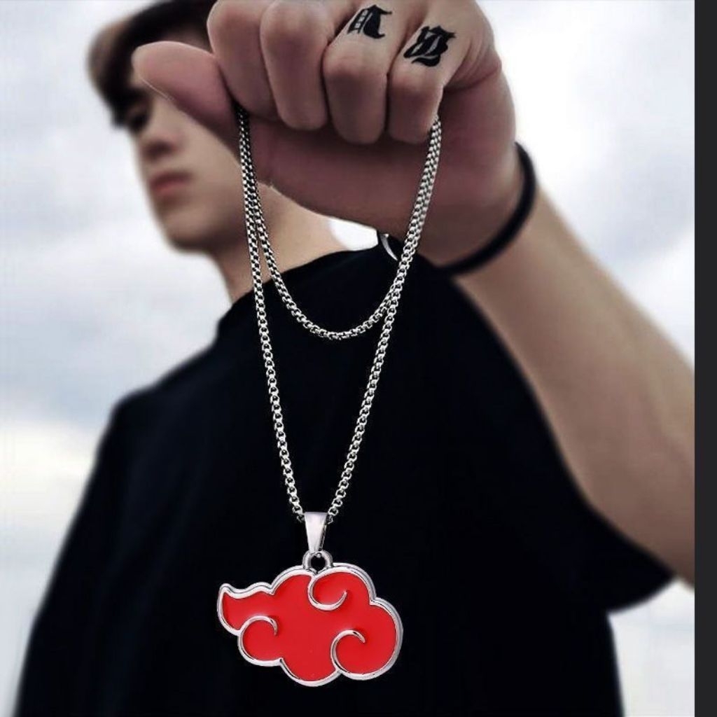 Kalung Anime Naruto Rinnegan Uchiha | Liontin Akatsuki Cosplay | Aksesori Pria Wanita