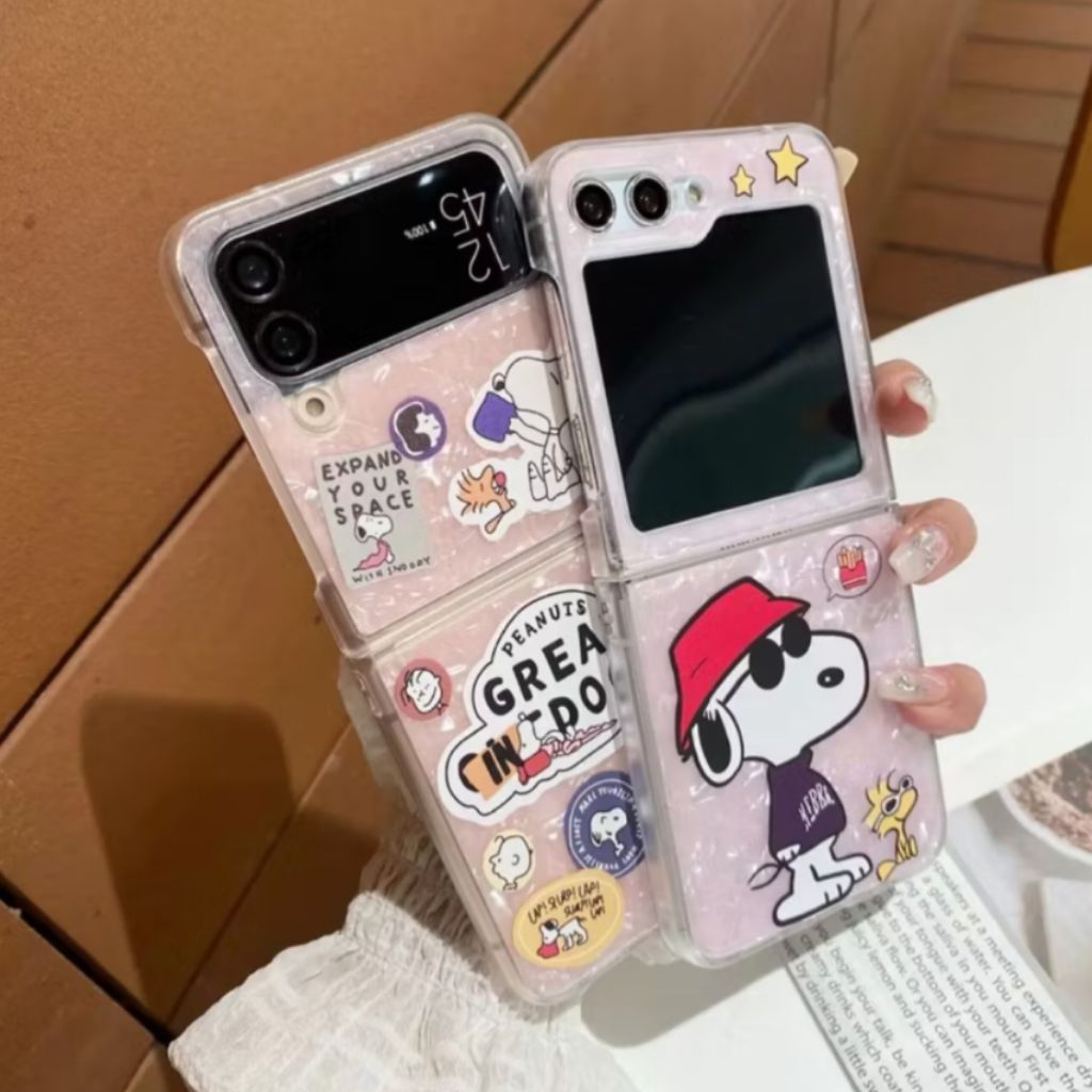 [TCS] Pink Shell Kerang Snoopy Case Hard Case Samsung Galaxy Z Flip 3 zflip3
