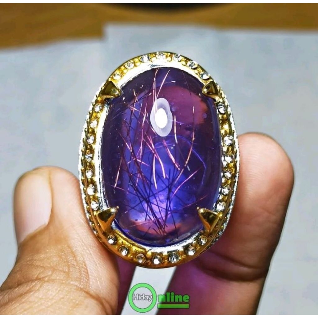 Cincin batu kecubung serat emas CHATAM big size