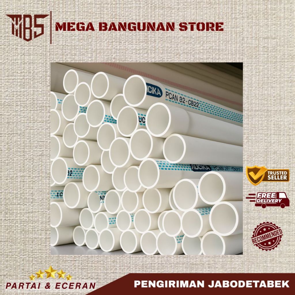 Pipa Rucika / Pipa AW 3/4 - 2 Inch PVC Air Bersih MOF Putih 4 Meter" Paralon Putih