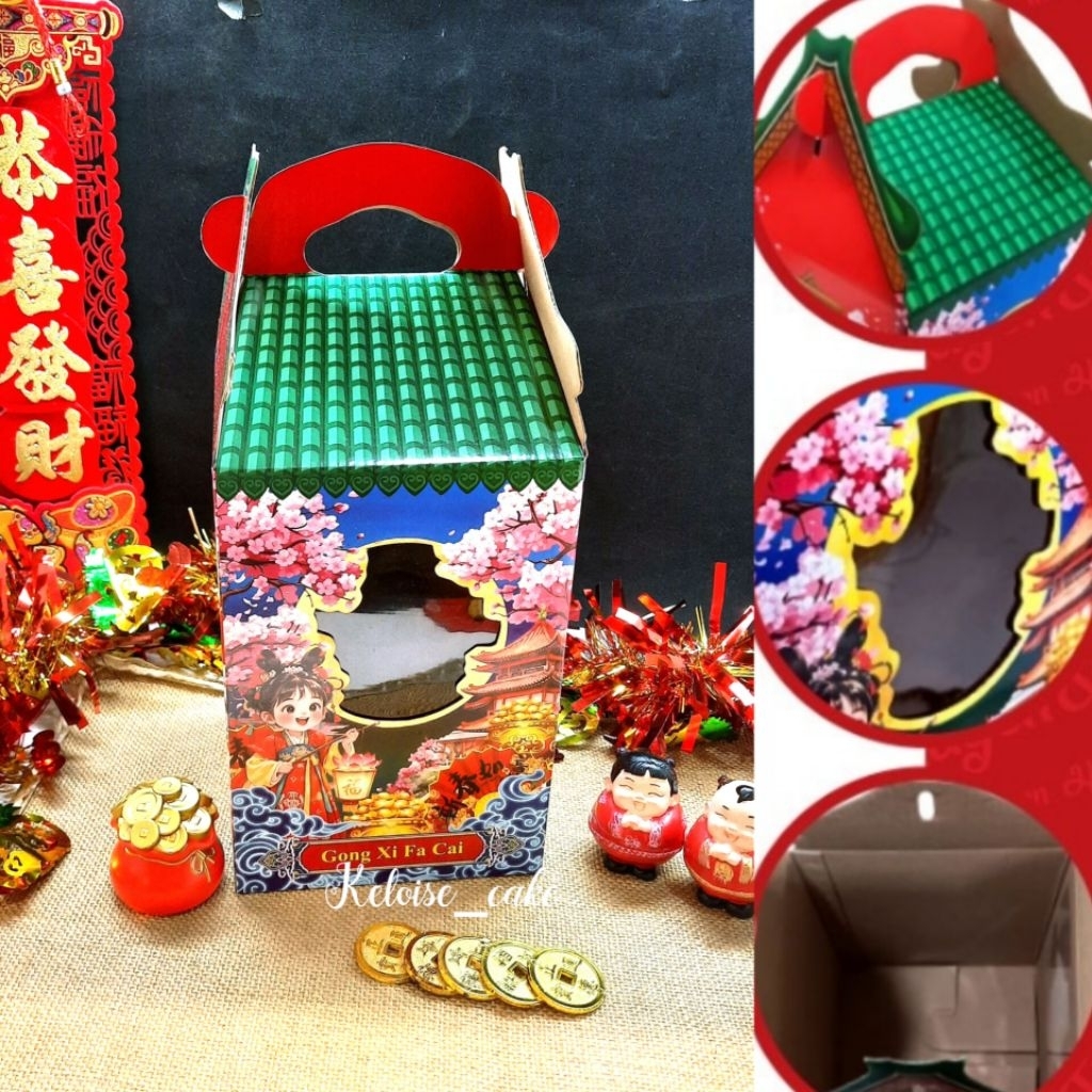 ( ISI 5 BOX / @ 11.000) BOX KUE KERING CNY/IMLEK/SINCIA/CHINESE NEW YEAR ISI 3 TOPLES 500 GR