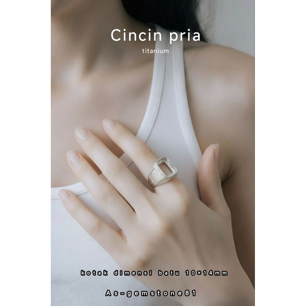 Cincin Ring Emban[titanium]Kotak 14*10