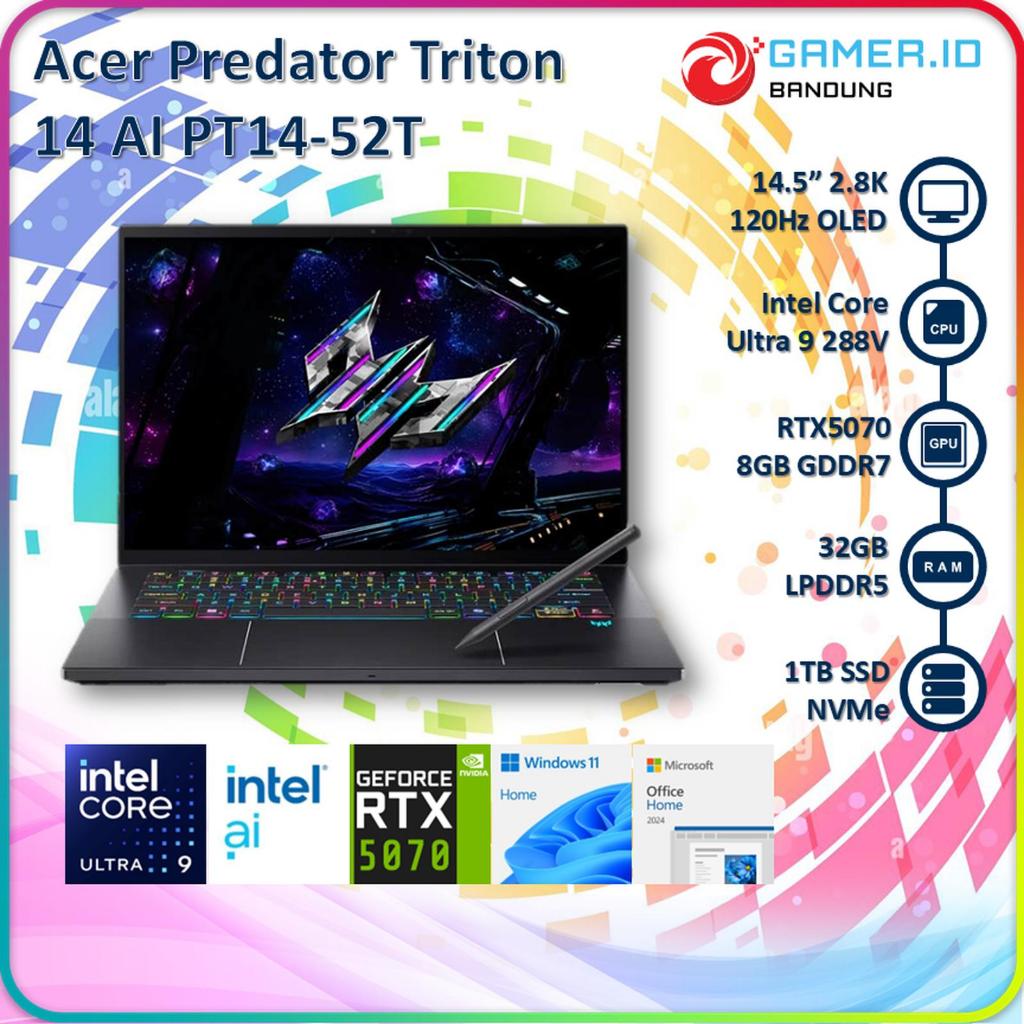 ACER PREDATOR TRITON 14 AI PT14-52T CORE ULTRA 9 288V RTX5070 32GB 1TB 14.5" 2.8K OLED 120HZ 100% DC