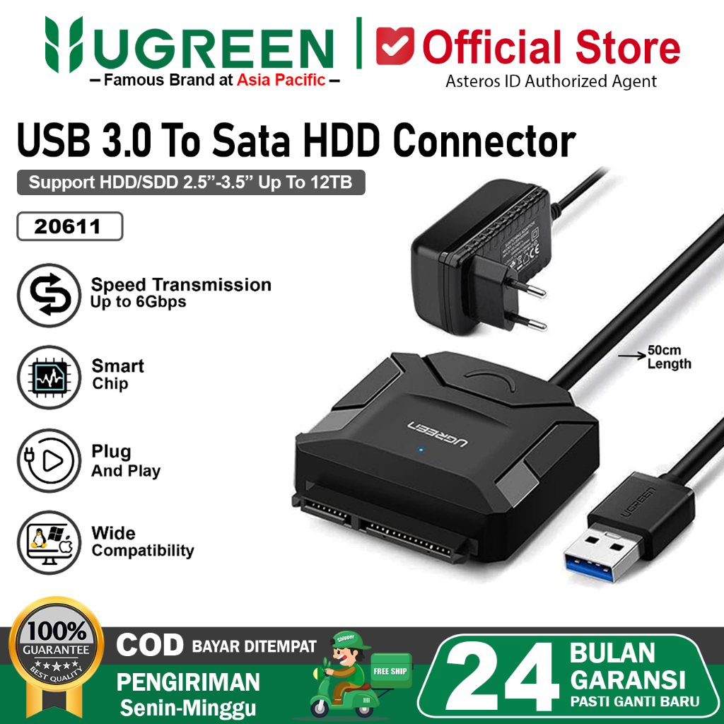 UGREEN Kabel SATA to USB 3.0 Hard Drive Converter HDD SSD 2.5'' 3.5" 20611