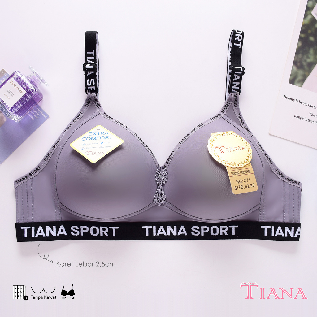 TIANA | Bra Kait 3 Cup Besar Karet Lebar Sporty / TN C71