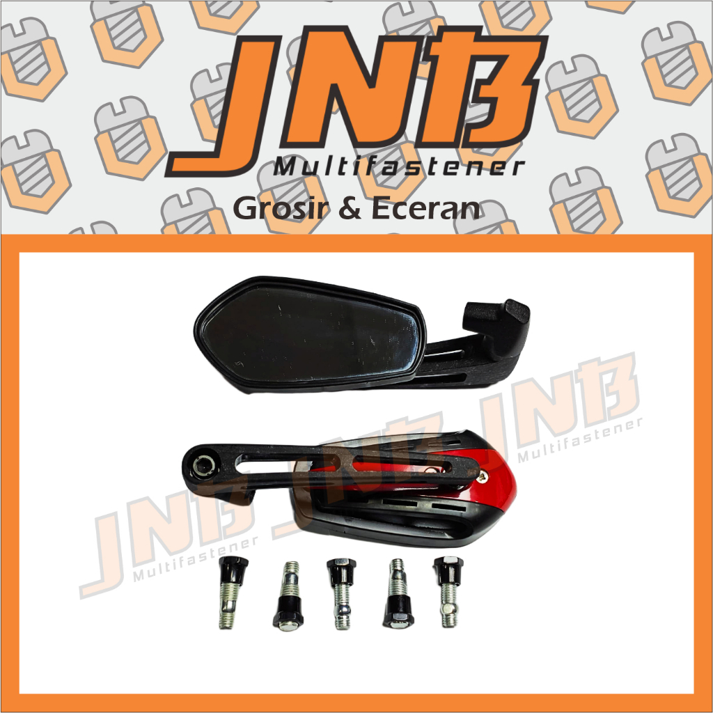 Spion Variasi Universal + Baut + Bosh ZX-2654 ( BLACK RED ) Spion Variasi Universal 1 Set Kanan Kiri