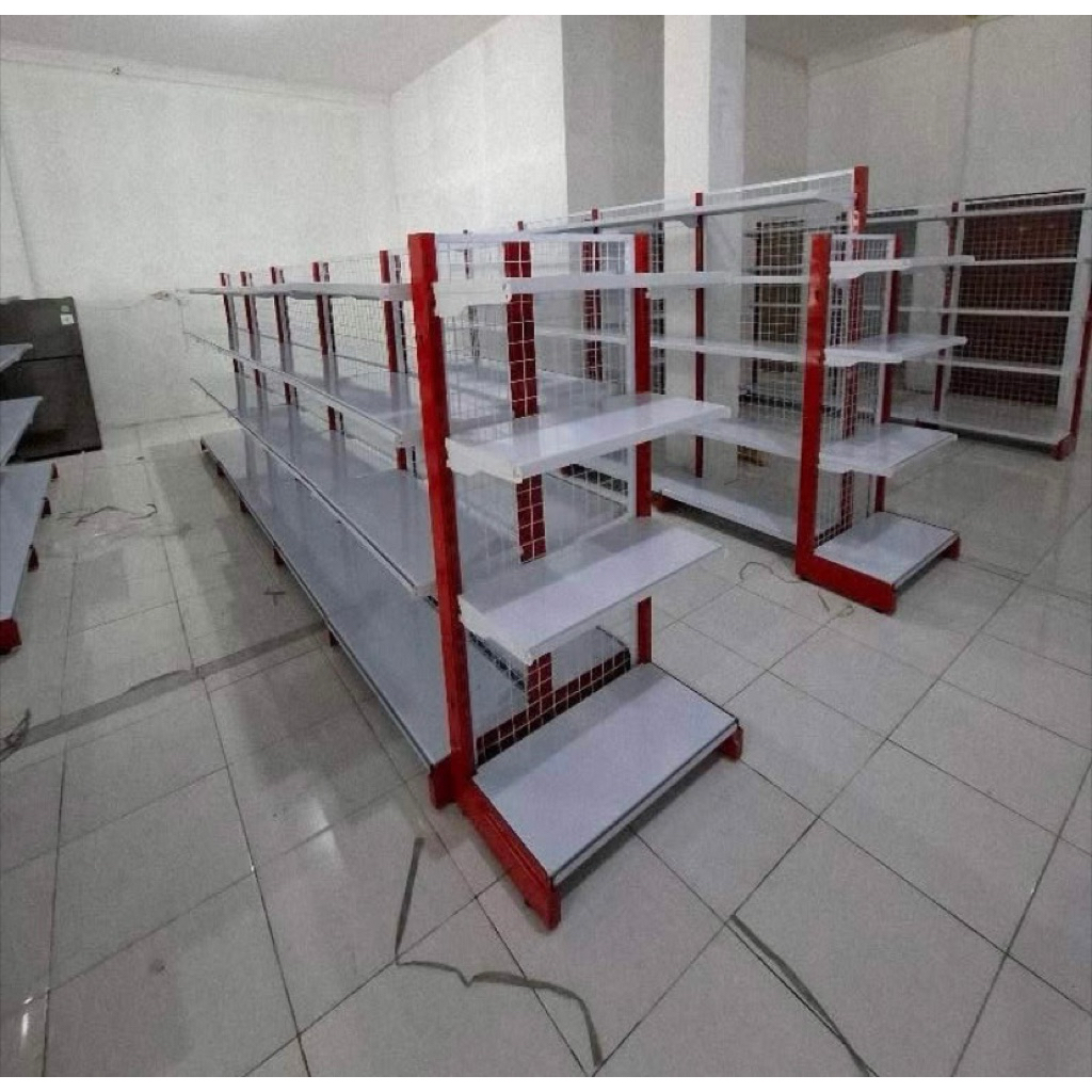 rak minimarket gondola paket 3 rak dobel + 1 rak end