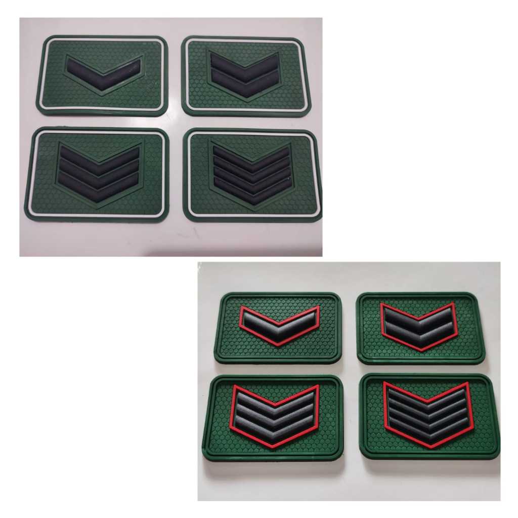 patch rubber pangkat tni serda, sertu, serma, serka lis merah/rubber patch velcro pangkat tni