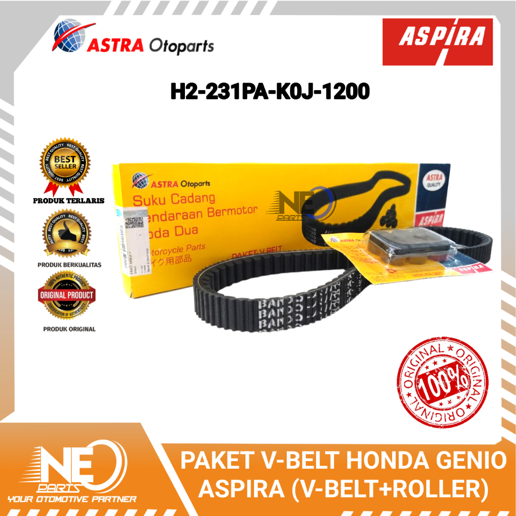 PAKET V-BELT HONDA GENIO ASPIRA (V-BELT+ROLLER)