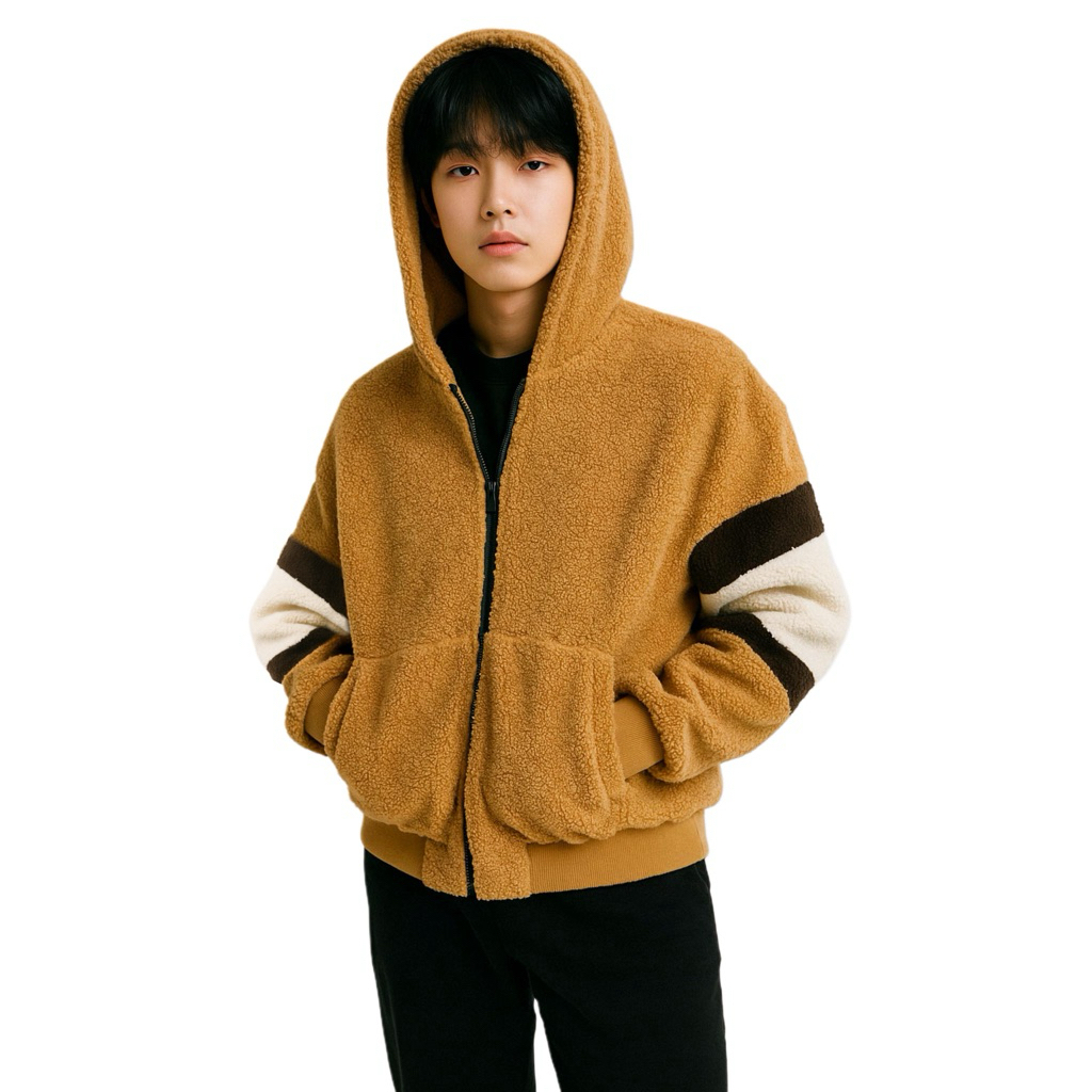 Sherpa Hoodie Reversible Bomber Jacket