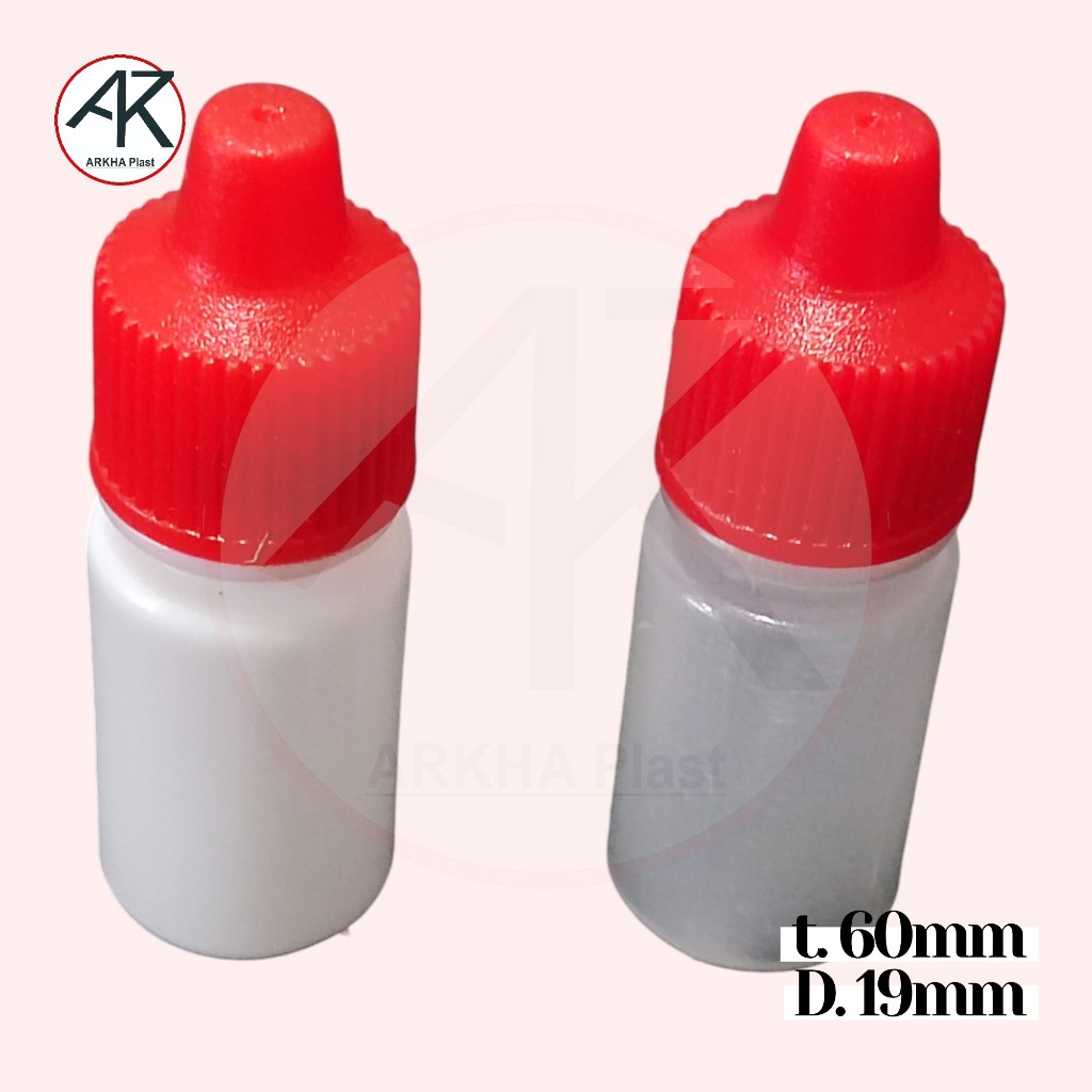 CC BOLONG botol tetes 5ml plastik putih natural 5 ml TUTUP HITAM MERAH LDPE