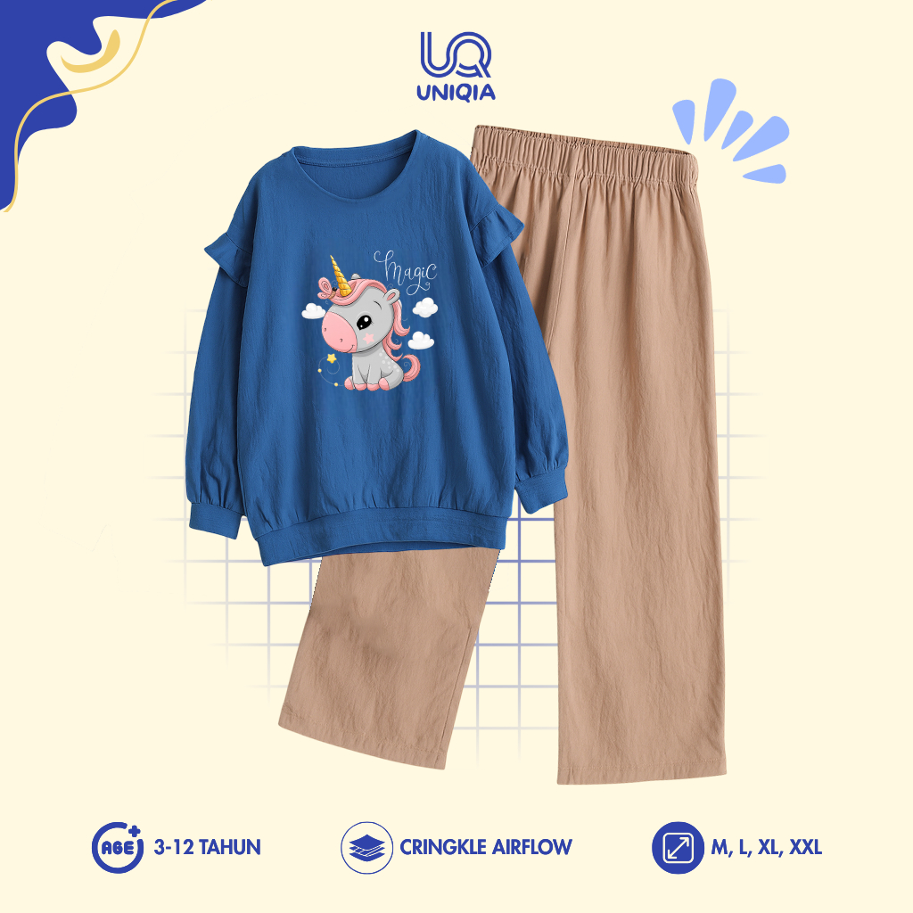 Baju Anak Perempuan Magic Set Kids – Setelan Baju Anak Perempuan Umur 3-13 Tahun | Lengan Panjang Ko