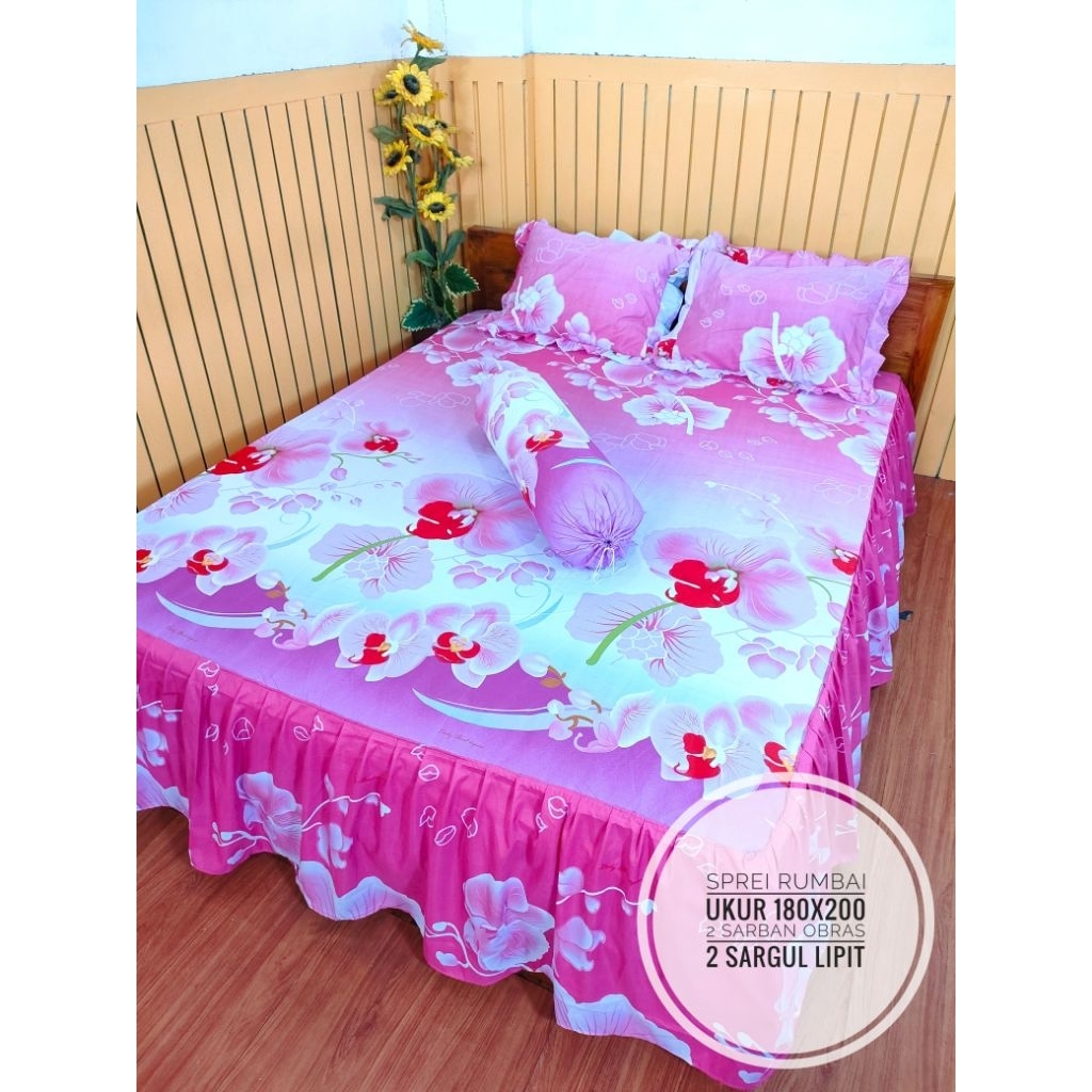 SPREI RUMBAI MOTIF BUNGA PURPLE ORCID TERMURAH 